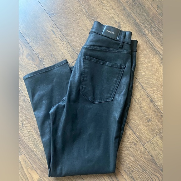 NWOT Express Black Coated Straight Leg Jeans - Picture 7 of 10